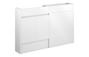 Clarence 1236mm Slim Basin & WC Unit Pack - White Gloss (Grey Cab)